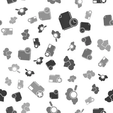 Set Document with clock, Search cloud computing, Cloud download and Document Stock Illustration