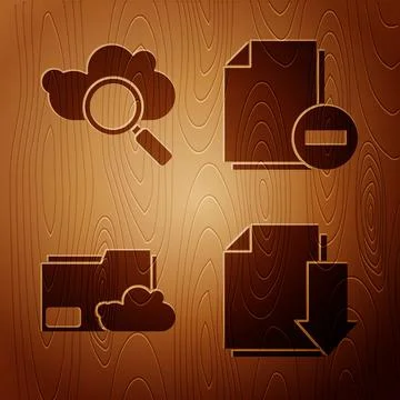 Set Document with download, Search cloud computing, Cloud storage text document Stockillustratie