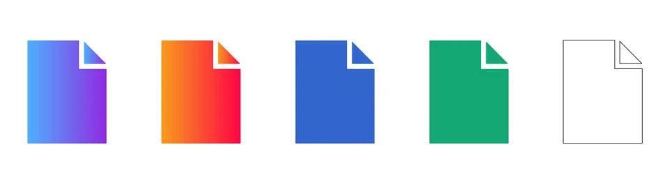 Set of Document File Icons in Multiple Colors and Outline Style Illustrazione stock