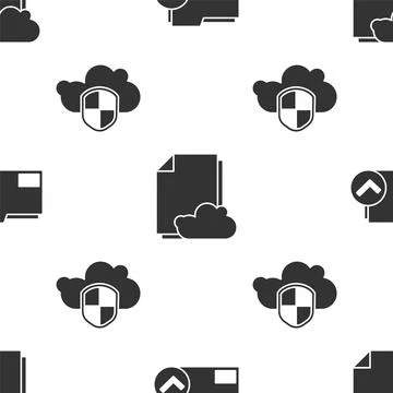 Set Document folder and check mark, Cloud storage text document and Cloud and Illustrazione stock