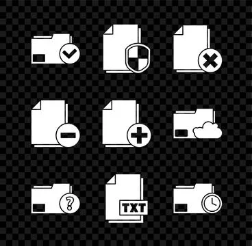 Set Document folder and check mark, protection concept, Delete file document イラスト素材