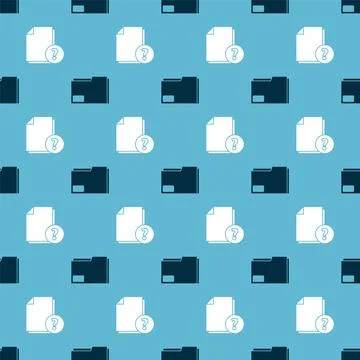 Set Document folder and Unknown document on seamless pattern. Vector Stock Illustration