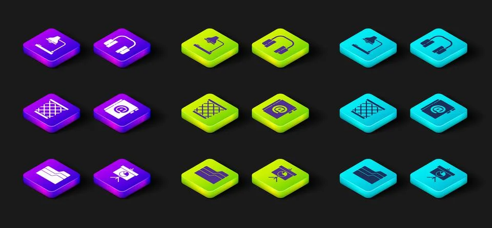 Set Document folder, Chalkboard with diagram, Trash can, Address book, Headph 스톡 일러스트