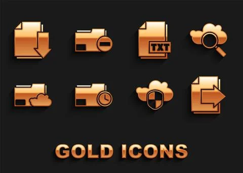 Set Document folder with clock, Search cloud computing, Next page arrow, Cloud Illustrazione stock