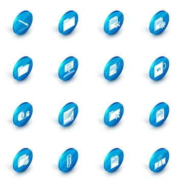 Set Document folder, Delete file document, settings with gears, Scotch, Computer Illustrazione stock