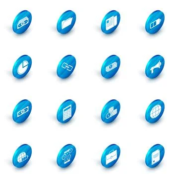 Set Document folder, File document, Battery charge level indicator, Pie chart Illustrazione stock