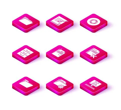 Set Document folder, Folder settings with gears, Drawer documents, File and Illustrazione stock