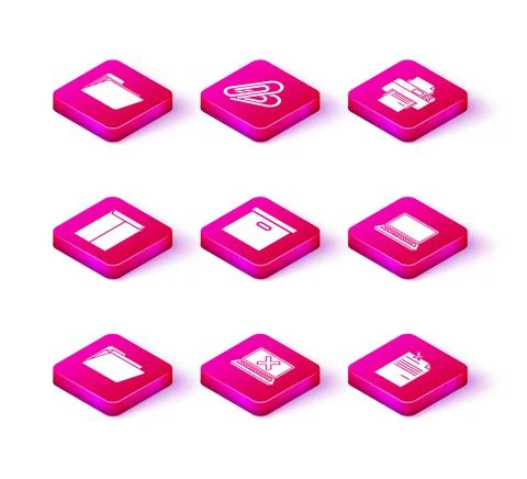 Set Document folder, Laptop and cross mark on screen, Envelope, Carton cardboard Illustrazione stock