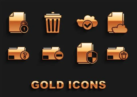 Set Document folder with minus, Cloud storage text document, Delete, protection Illustrazione stock