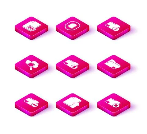 Set Document folder with minus, Upload file document, Search cloud computing Stockillustratie