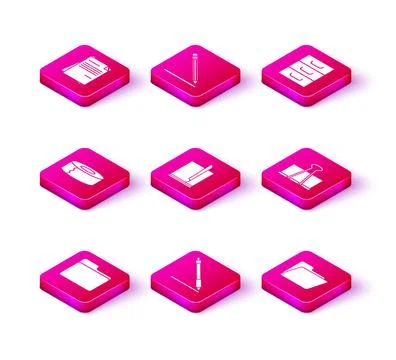 Set Document folder, Pen line, Scotch, File document, Binder clip, Drawer with イラスト素材