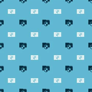 Set Document folder protection and Shield with brick wall on seamless pattern 스톡 일러스트