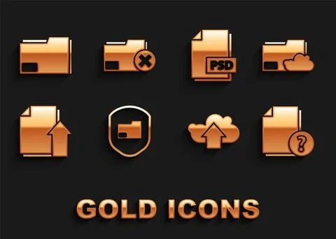 Set Document folder protection, Cloud storage text document, Unknown, upload Stock Illustration