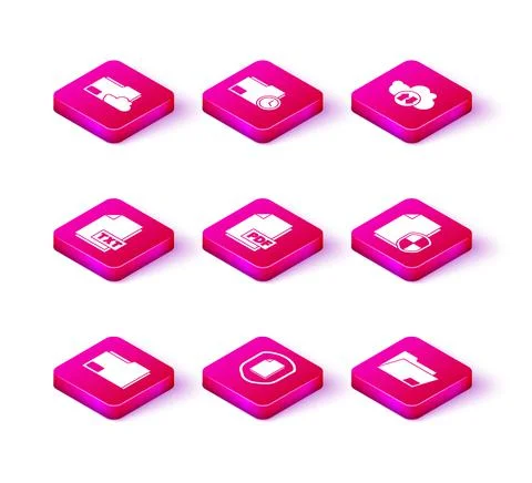 Set Document folder, protection concept, TXT file document, PDF, Cloud download Stockillustratie