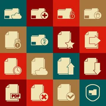 Set Document folder protection, with download, Next page arrow, Folder and lock Stock Illustration