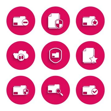 Set Document folder protection, Search concept with, and check mark, star, Cloud Stock Illustration