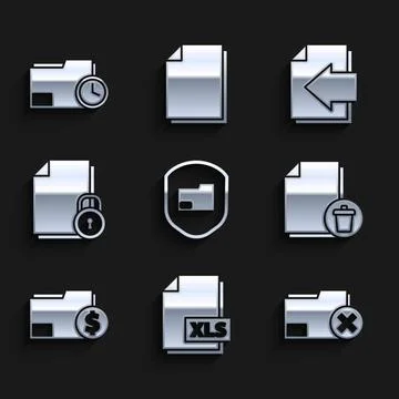 Set Document folder protection, XLS file document, Delete, Finance, and lock Illustrazione stock