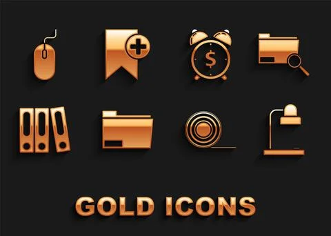 Set Document folder, Search concept with, Table lamp, Scotch, Office folders 스톡 일러스트