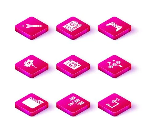 Set Document folder, Server, Data, Web Hosting, Wireless charger, Mirrorless Stock Illustration