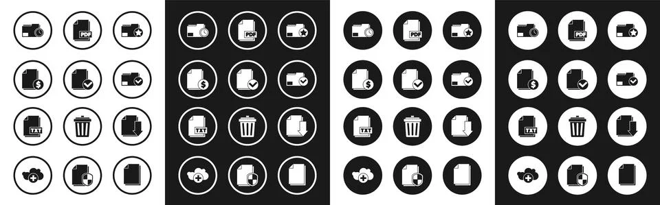 Set Document folder with star, and check mark, Finance document, clock, PDF file イラスト素材