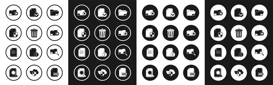 Set Document folder, Trash can, protection concept, Delete, Add new, and check イラスト素材