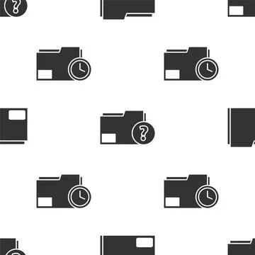 Set Document folder, Unknown document folder and Document folder with clock on Stock Illustration