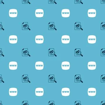 Set Document with graph chart and Website template on seamless pattern. Vector Illustrazione stock