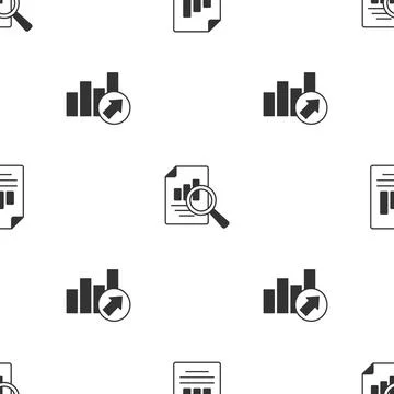 Set Document with graph chart,  and Financial growth on seamless pattern. V.. Stock Illustration