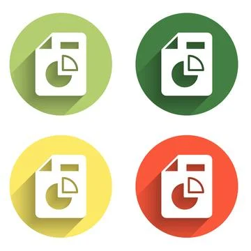 Set Document with graph chart icon isolated with long shadow background. Re.. Stock Illustration