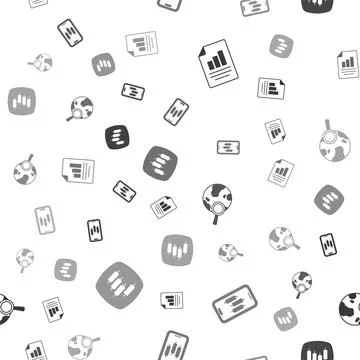 Set Document with graph chart, Mobile stock trading, Search globe and Brows.. Stock Illustration