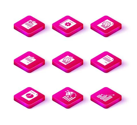 Set Document with graph chart, Pie infographic, Clipboard, and coin, and User Stock Illustration