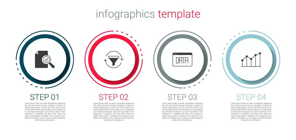 Set Document with graph chart, Sales funnel, Data analysis and Pie infographic Stock Illustration