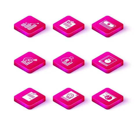 Set Document, with graph chart, Target, Money bag and diagram, Board, User イラスト素材