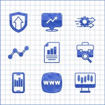 Set Document with graph chart, Website template, Stocks market growth graph.. 스톡 일러스트
