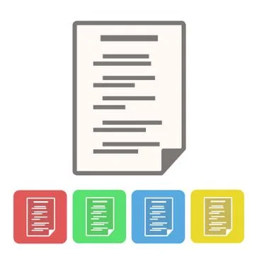 Set of document icon buttons on white, stock vector illustration Stock Illustration