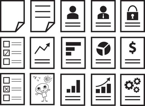 Set of document icons Stock Illustration