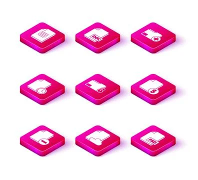 Set Document with minus, Cloud storage text document, clock, Folder and, PS.. Stock Illustration