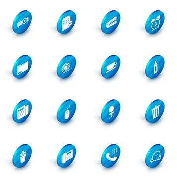 Set Document with minus, Office stapler, Alarm clock dollar symbol, folder, News Stock Illustration