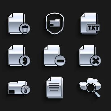 Set Document with minus, Search cloud computing, Delete file document, Unknown イラスト素材