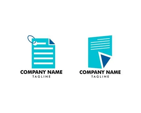Set of Document or Paper Sheet Logo Design Stock Illustration