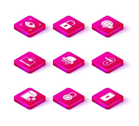 Set Document protection concept, Safe combination lock wheel, Laptop and, Paper Stock Illustration
