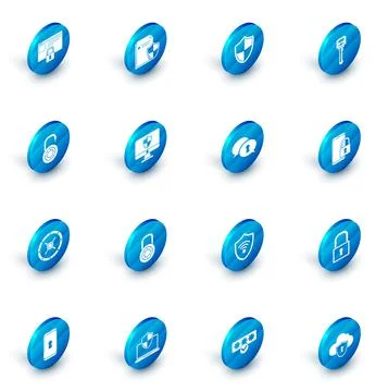 Set Document protection concept, Shield, Key, Safe combination lock wheel Illustrazione stock