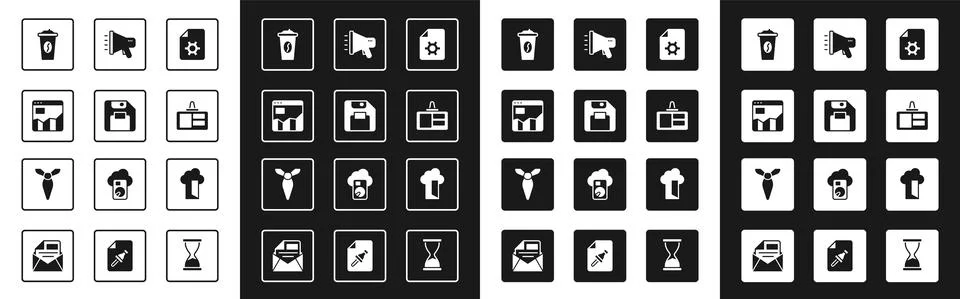 Set Document settings, Floppy disk, Graph chart infographic, Coffee cup to go イラスト素材