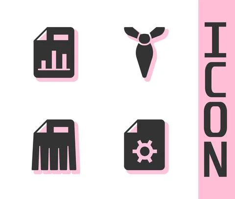 Set Document settings, with graph chart, Paper shredder and Tie icon. Vector Illustrazione stock