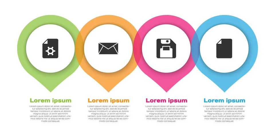 Set Document settings, Mail and e-mail, Floppy disk and File document. Business 스톡 일러스트