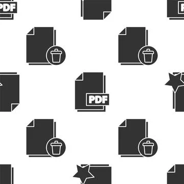 Set Document with star, PDF file document and Delete file document on seamless 스톡 일러스트