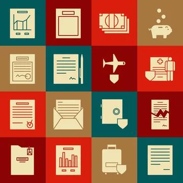 Set Document, Torn contract, Medical clipboard with clinical record, Stacks Stock Illustration