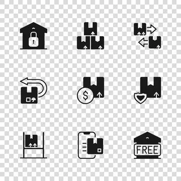 Set Document tracking marker, Delivery security with shield, Free storage, .. Ilustração Stock