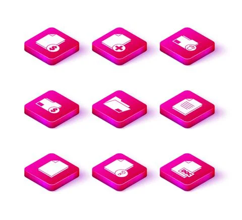 Set Document, Unknown document, Finance folder, DOC file, Delete and Add new Stock Illustration