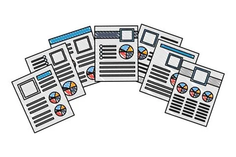 Set documents files with statistics graphic 스톡 일러스트